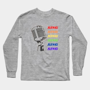 Colorful Sing Microphone Singer Vocalist Long Sleeve T-Shirt